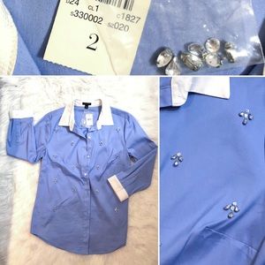 Ann Taylor Button Down Blouse w/jewel details NEW